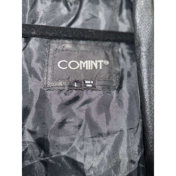 Vintage Comint Trench Coat Woman Large Black Leather Western 80s - Picture 3 of 6